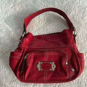 B Makowsky Red Leather Shoulder Bag